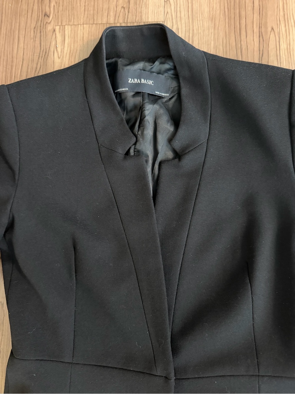 Zara Black Longline Fitted Blazer Coat size XS - Picture 4 of 9